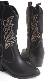 Resim Riccon Qiraveth Kadın Western Kısa Çizme 001250061 Siyah Cilt 