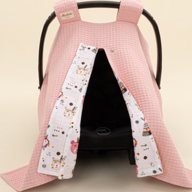 Resim Puset Örtüsü - Çift Taraflı - Pembe Petek - Pembe Ayıcıklar 