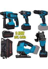 Resim Catpower CAT4150 Kömürsüz Akülü Set Darbeli Vidalama + Kırıcı-delici + Avuç Taşlama + Somun Sıkma + Dekupaj Makinesi 