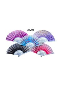 Resim Plastik Kumaş Yelpaze 12 Adet Karışık Renk 