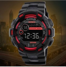 Resim Cloud011 1 Adet Çok Amaçlı Spor Saati - Kırmızı Dijital Ekran Kronometre Gece Işığı Dayanıklı Diğer 