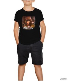 Resim Attack on Titan Siyah Çocuk Tshirt 