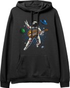 Resim Astro-12 Baskılı Siyah Hoodie Lambuka Store