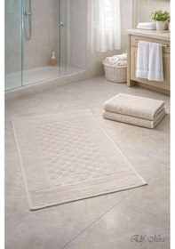 Resim 3 Lü Banyo Ayak Havlusu Seti %100 Pamuk Damatouch Bej 