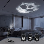Resim Değiştirilebilir Avuç İzi ve Yüzlerle 360° Dönebilen Kafatası LED Gece Lambası - Yatak Odası, Oturma Odası, Tavan ve Duvar Atmosferi için USB ile Çalışan Cadılar Bayramı Dekoru 