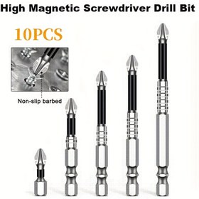 Resim 10 adet K5 Yüksek Torklu Tornavida Ucu Seti, Kaymaz Darbe Dayanıklı, Güçlü Manyetik, 25-150mm, Tungsten Çelik Phillips Kafa Ahşap İşleme, İnşaat, Ev Dekoru, Ev Dekoru Tornavida Uçları | Şık Uç Tasarımı | Dayanıklı Tornavida 