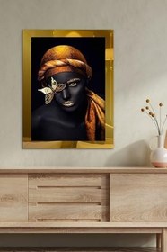 Resim Afrikalı Kadın Gold Tek Parça Pleksi Tablo, 60 x 80, PT-052 