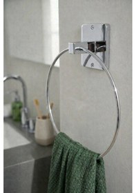 Resim Yapışkanlı Krom Halka Havluluk Duvar Tipi Delme Gerektirmez Banyo Havlu Askılığı S-102 Ktk Krom 