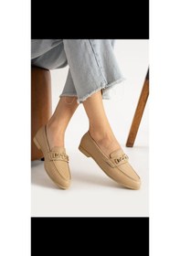 Resim Sarı Tokalı Loafer Ayakkabı Bej 