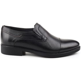 Resim Nevzat Öge 098 Hakiki Deri Bağcıksız Klasik Erkek Ayakkabı Siyah 