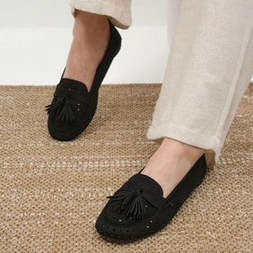 Resim Mio Gusto Hazel Siyah Renk Püsküllü Kadın Loafer 
