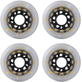 Resim Homyl 4 Adet Açık Tek Sıra Tekerlekli Paten Yedek Pu Tekerlek 80mm-gümüş Gümüş 