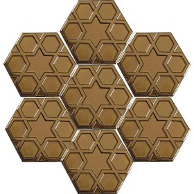 Resim Armada Çini 15x17 Cm Rölyefli Yıldız Bronz Altıgen Seramik 