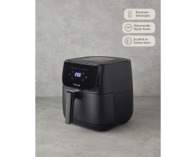 Resim Dijital Büyük Boy Siyah Elektrikli Air Fryer, Sağlıklı ve Pratik Pişirme Aracı 