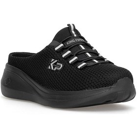 Resim King Paolo D5109 Krakers Sabo Kadın Memory Foam Düz Sandalet Siyah Siyah 