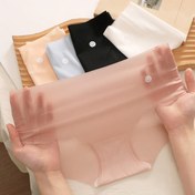 Resim 5'li Kadınlar için Buz İpeği Lif İç Çamaşırı Seti - Ultra İnce, Dikişsiz, Orta Bel Bikini Külotları Karışık Renklerde - Şık, Yarı Saydam, Rahat Kalıp Günlük Kıyafetler İçin 