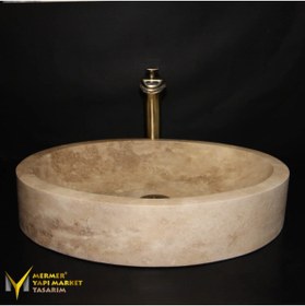 Resim Genel Markalar Traverten Oval Tasarım Lavabo 