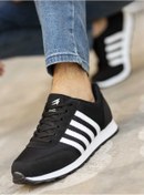 Resim WEBORN Erkek Siyah Beyaz Çizgili Casual Rahat Yumuşak Tabanlı Konforlu Sneaker Spor Ayakkabı 