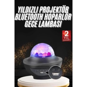 Resim K-Yonlineticaret Dönen Işıklı Disko Topu Projektör Müzik Çalarlı Disco Speaker 