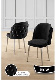 Resim Canisa Zae Serisi 90x168 Lak Panel Antrasit Ironi Krom Ayak Masa Takımı 6 Siyah Sandalye Siyah Mermer Desen Masa Sandalyeler Siyah 