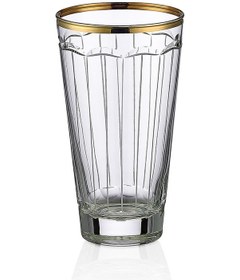 Resim Kcd Zerafet Altın Kesme El Dekor Yaldızlı 6 Adet Desenli Su Ve Meşrubat Bardak Takımı 