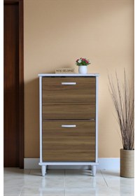 Resim Eliusta Kalvo 52 Cm Genişlikte Ceviz Renk Ayakkabılık 52x86x26 Cm Ayaklı Ayakkabılık Ceviz 