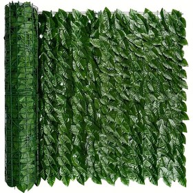 Resim UV Dirençli Yapay Sarmaşık Gizlilik Ekranı - 49.78cm x 299.72cm Genişletilebilir Çit Duvar Paneli, Dış Mekan Balkon, Veranda, Bahçe & Arka Bahçe Dekoru için 