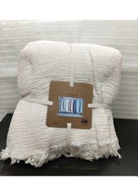 Resim Dantela Fiona Bej Müslin Pamuk Anti-alerjik Çift Kişilik Yatak Örtüsü 240x260 Bej 