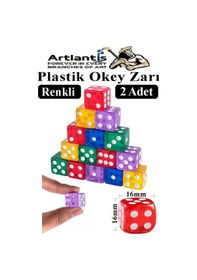 Resim Okey Zarı 2 Adet Renkli Oyun Zarı Plastik Akrilik 16 Mm Şeffaf Zar Masa Oyunları Zarı Eğlence 