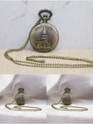 Resim Wolawood Nostaljik Galata Kulesi Köstekli Cep Saati Osmanlı Tarzı Vintage Metal Zincirli Antik Saat Özel Seri 
