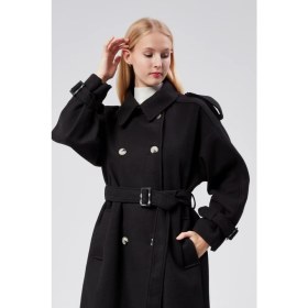 Resim Bolivente Kuşaklı Oversize Kaşe Kaban 