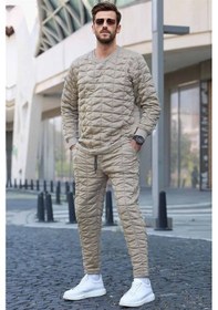 Resim Bej Kapitone Desenli Eşofman Takımı 5907 Bej 