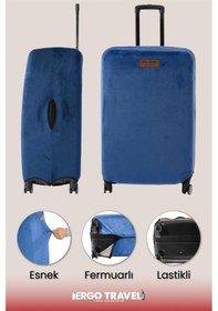 Resim Valiz Koruma Kılıfı Kadife Kılıf - Lacivert - Küçük Boy Ergo Travel Lacivert 