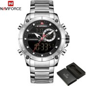 Resim Hanyang NA916305 Kutu ile Navıforce Üst Marka Lüks Izle Erkekler Su Geçirmez Kuvars Dijital LED Erkek Saat Askeri Spor Paslanmaz Çelik Erkek Kol Saati 9163 (Yurt Dışından) 