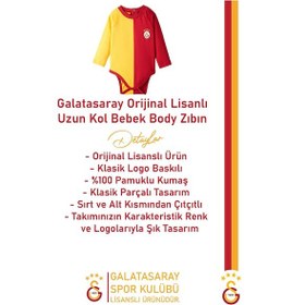 Resim Galatasaray Lisanslı Parçalı Uzun Kol Bebek Body Zıbın 036 Kırmızı 