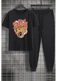 Resim Unisex Girl Gang Baskılı 2'li Eşofman Takımı Siyah 