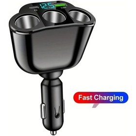 Resim Cloud011 Pd Hızlı Şarj 5 Li 1 Arada Araç Şarj Cihazı Dijital Ekran 12v-24v Çift Usb Kablolama Sistemi Classic Black 