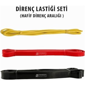 Resim Powerband Direnç Lastiği ve Egzersiz Bandı Hafif Direnç Seti 3 Adet 