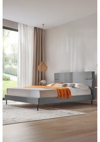 Resim Puffy Baseup Başlıklı Karyola - Antrasit, 120x200 Cm 