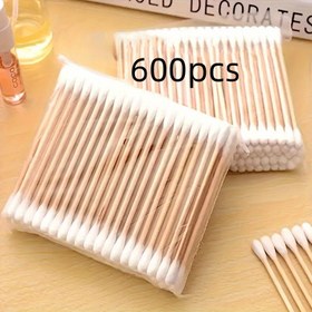 Resim 600 adet Çift Uçlu Pamuk Çubuklar - Kokusuz, Hipoalerjenik, Çok Amaçlı Atık Çubuklar Kulak Temizliği ve Makyaj Çıkarıcı için, Temel Kişisel Bakım Ürünleri 