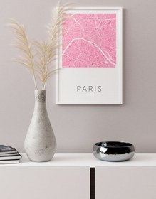 Resim Pari̇s Pembe Hari̇ta - Art Print - 30x40 cm 