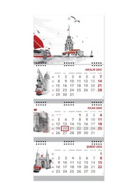 Resim 2026 Büyük Boy Gemici Takvimi Denizci Duvar Takvimi İstanbul 33x77,5 Cm 