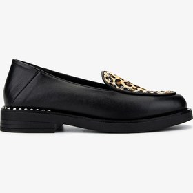 Resim Valmenti Kadın Hakiki Deri Loafer Ayakkabı 1029 01 Bn Ayk Sk24-25 Syh Anl/leopar Tay Siyah - Leopar 