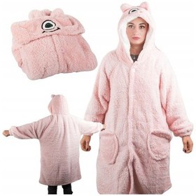 Resim Kapüşonlu Büyük Boy Alien Snuggie Kollu Rahat Battaniye Pembe 