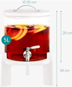 Resim 5 Litre Cam Içecek Sebili - Musluk Kapaklı Ve Bambu Standlı Sıcak Ve Soğuk Içecekler Için Su Sebili 