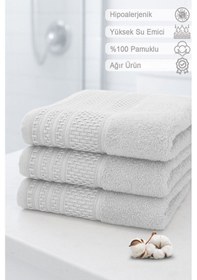 Resim Softure 3 Lü El Yüz Havlusu Günlük Kullanım 50x90 Cm Yumuşak, Dayanıklı, Hızlı Kuruyan Buzgri 