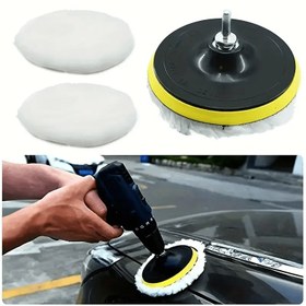 Resim 5 Parça Araba Parlatma Seti - Endüstriyel ve Güzellik Bakımı için Vaks Sünger Disk Peluş Ped - Araba Detaylandırma ve Bakım için Mükemmel 