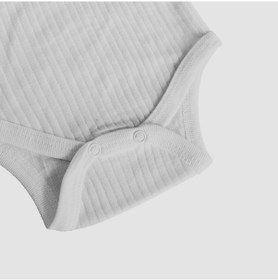 Resim Novibaby 6-9 Ay Ribana Bebek Atlet Body Zıbın Beyaz Raporlu Çıtçıtlı 100% Pamuk Beyaz 