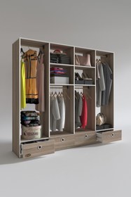 Resim Kenzlife Giysi Dolabı 4 Bölmeli 4 Çekmeceli Kamil 182*200*42 Crd Dolap Kapaksız 