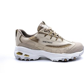 Resim KİNG PAOLO King Paolo Memory Foam Cool Komfort Kadın Bej Sneaker Spor Ayakkabı 